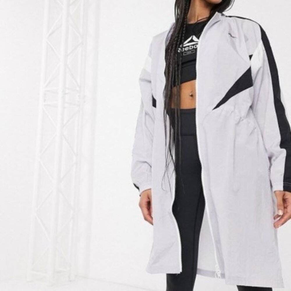 New Reebok Woven Long Sleeve Stirling Gray Bomber Collar 3/4 Length Coat XL